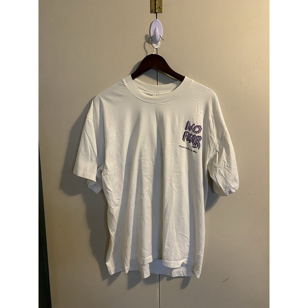 Vintage 90s No Fear Plaid Graphic T-Shirt White BSA RAB Unitalla XL Skate Surf